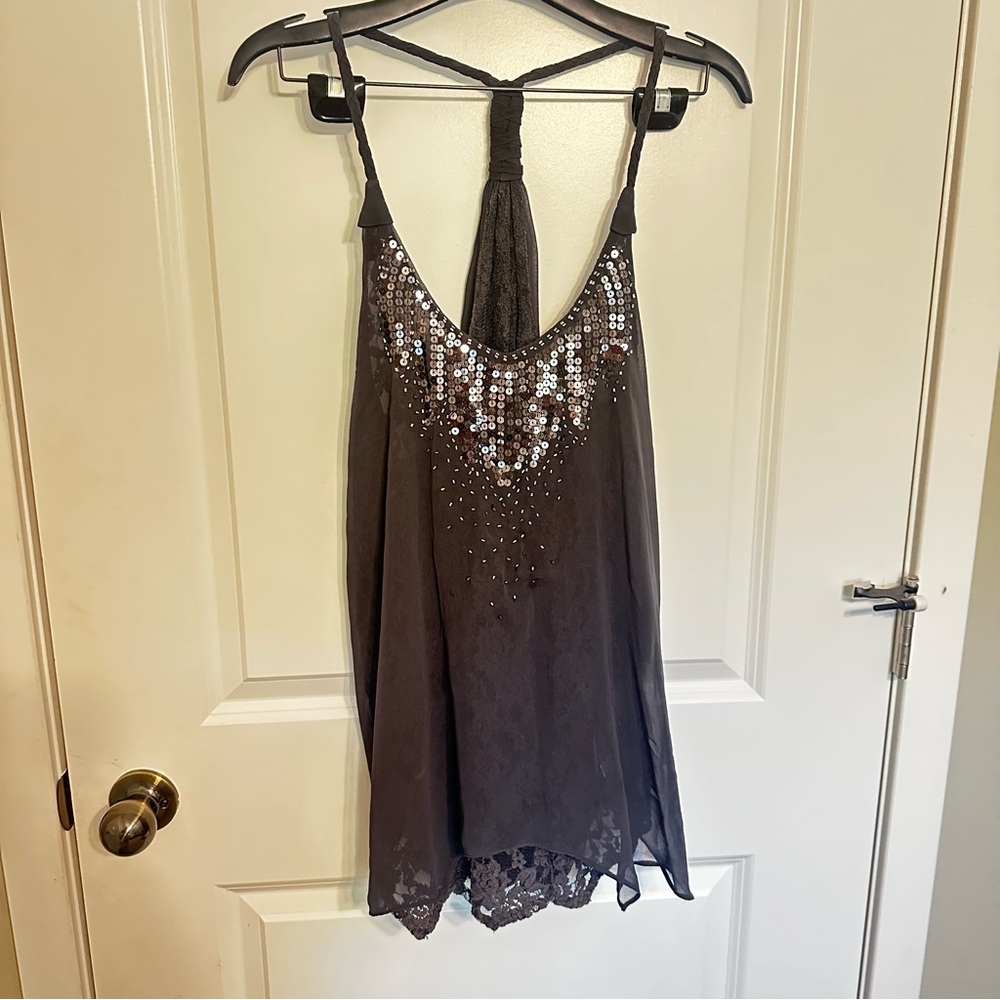 Miss Me Gray Sequin Top